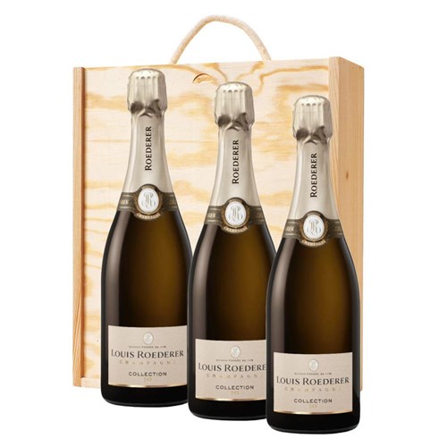 3 x Louis Roederer Collection 243 Champagne 75cl Treble Wooden Gift Boxed Champagne